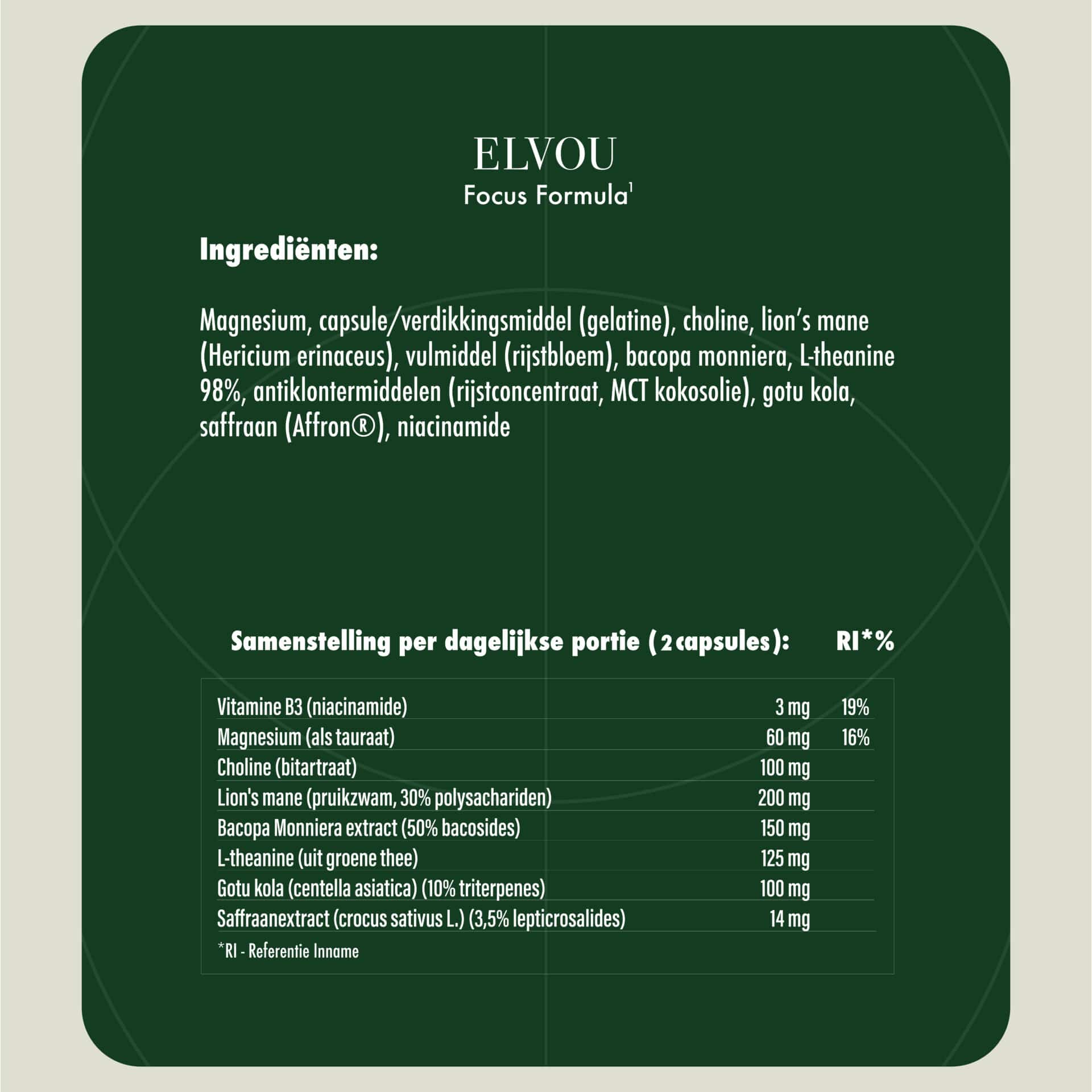 Elvou focus formula voor concentratievermogen ingrediënten